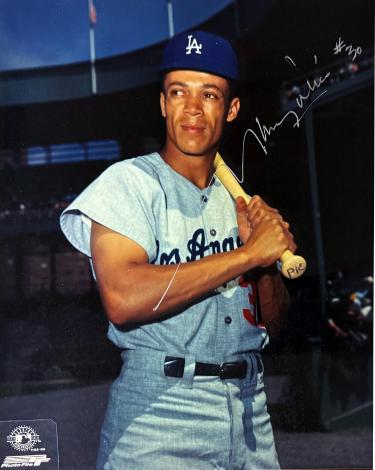 Maury Wills Autographed Los Angeles Dodgers MLB 8x10 Photo imperfect- COA/Show Ticket - CTBL_045719-Powers Sports Memorabilia