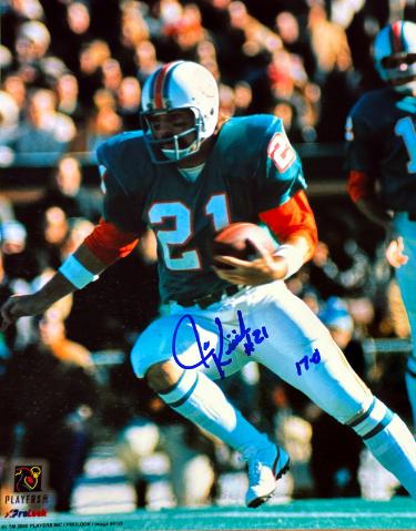 Jim Kiick Autographed Miami Dolphins NFL 8x10 Photo 17-0 imperfect- COA (Perfect Season)-Powers Sports Memorabilia