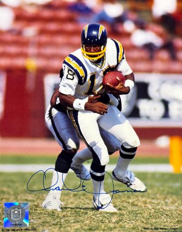 Charlie Joiner Autographed San Diego Chargers NFL 8x10 Photo imperfect- COA (HOF)-Powers Sports Memorabilia