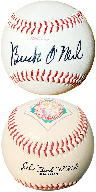 Buck O'Neil Autographed Baden Negro League Museum Logo Baseball minor tone- COA (KC Monarchs/HOF/Chicago Cubs)-Powers Sports Memorabilia