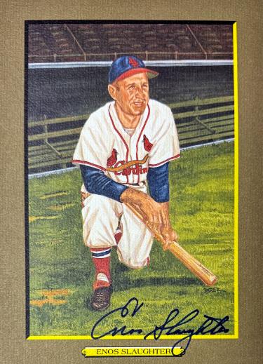 Enos Slaughter Autographed St. Louis Cardinals Perez Steele Great Moments 5.75x8 Postcard- Beckett (HOF)-Powers Sports Memorabilia