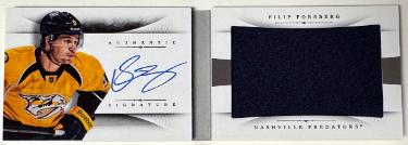 Filip Forsberg Autographed 2013-14 Panini National Treasures Rookie On Card Auto/Event Worn Jersey Booklet #RB-FF- /99 (Predators)-Powers Sports Memorabilia