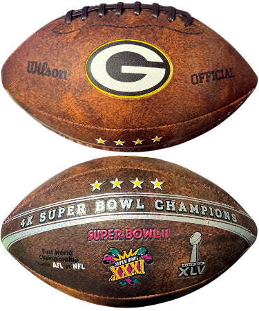 Green Bay Packers 4X Super Bowl Champions NFL Mini Football 8.5"- NEW-Powers Sports Memorabilia
