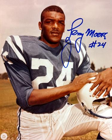Lenny Moore Autographed Baltimore Colts NFL 8x10 Photo #24- COA/Show Ticket (HOF)-Powers Sports Memorabilia