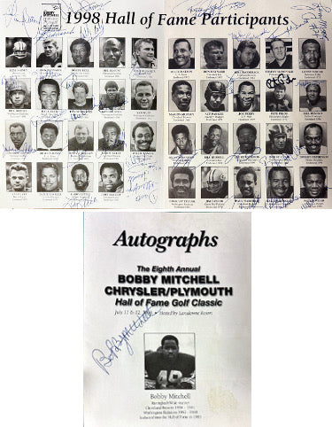 Bobby Mitchell 1998 8th Annual NFL Autographed HOF Golf Classic Vintage 8.5x11 Program 30 Sigs - Beckett Jurgensen/Bell/Selmon-Powers Sports Memorabilia