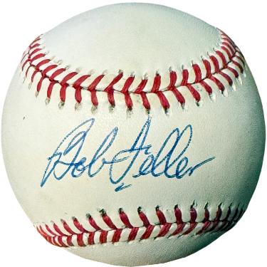 Bob Feller Autographed Official Rawlings ROAL American League Baseball minor tone- COA (Cleveland/HOF) - CTBL_045920-Powers Sports Memorabilia