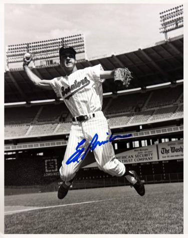 Ed Brinkman Autographed Washington Senators Vintage B&W 8x10 Photo- COA/Show Ticket-Powers Sports Memorabilia