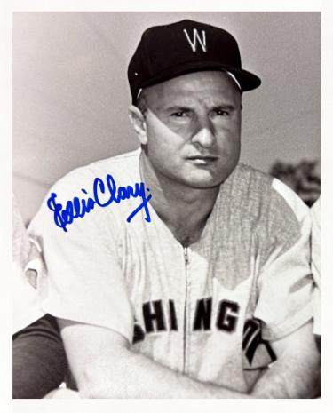 Ellis Clary Autographed Washington Senators Vintage B&W 8x10 Photo - COA/Show Ticket-Powers Sports Memorabilia