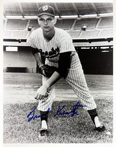 Frank Kreutzer Autographed Washington Senators Vintage B&W 8x10 Photo- COA/Show Ticket-Powers Sports Memorabilia