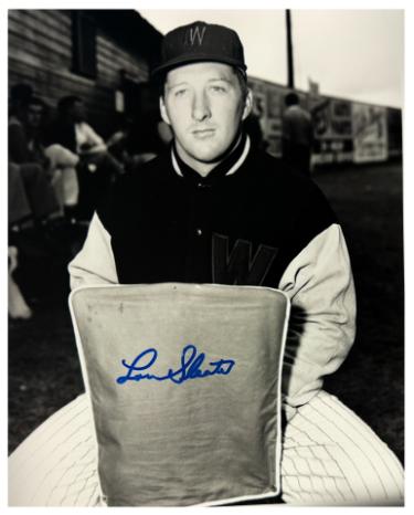 Lou Sleater Autographed Washington Senators Vintage B&W 8x10 Photo imperfect- COA-Powers Sports Memorabilia