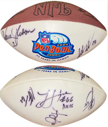 2004 Pro Bowl Ball Autographed Wilson NFL White Panel Football 6 sigs Warren Moon- COA-Powers Sports Memorabilia