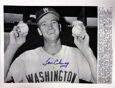 Tom Cheney Autographed 1962 Washington Senators 8.5x11 Photo - COA 21 Strikeouts/K's-Powers Sports Memorabilia