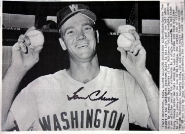 Tom Cheney Autographed 1962 Washington Senators 7.5x10.5 Photo - COA 21 Strikeouts/K's-Powers Sports Memorabilia