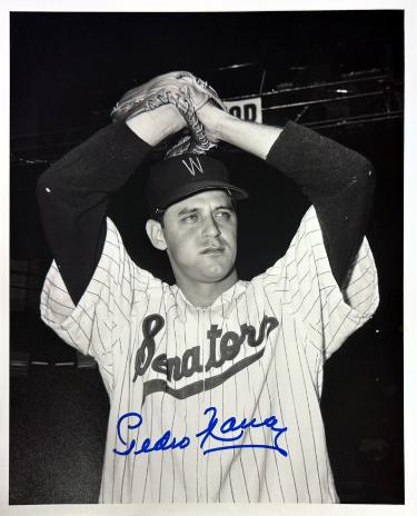 Pedro Ramos Autographed Washington Senators Vintage B&W 8x10 Photo- COA (All-Star)-Powers Sports Memorabilia
