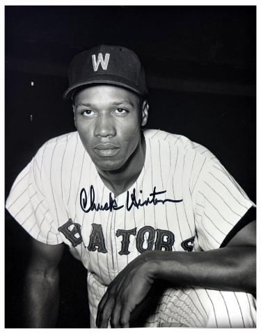 Chuck Hinton Autographed Washington Senators Vintage B&W 8x10 Photo - COA (MLBPAA)-Powers Sports Memorabilia