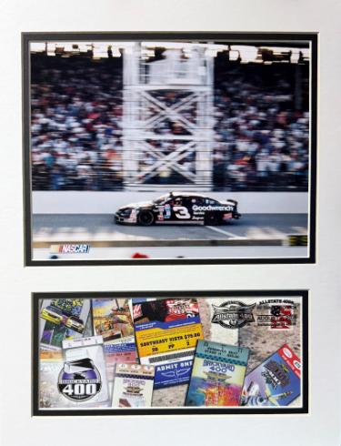 Dale Earnhardt Sr Brickyard 400 8 x 10 Photograph Custom Matted 12x16/First Day Of Issue USPS Stamp Cache/Envelope (8/7/2005)/New - Collectible-Powers Sports Memorabilia