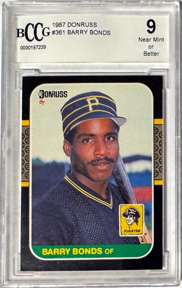 Barry Bonds 1987 Donruss Rookie Card (RC) #361- Beckett/BCCG Graded 9 NM or Better (Pittsburgh Pirates)-Powers Sports Memorabilia