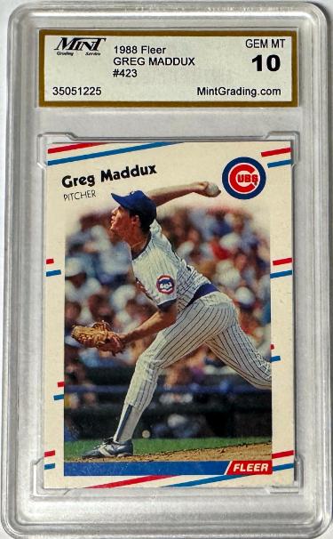 Greg Maddux 1988 Fleer Card #423- Mint Graded 10 Gem Mint (Chicago Cubs/HOF)-Powers Sports Memorabilia