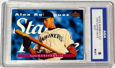 Alex Rodriguez 1995 Upper Deck Card #215- AGA Graded 9 Mint (Seattle Mariners)-Powers Sports Memorabilia