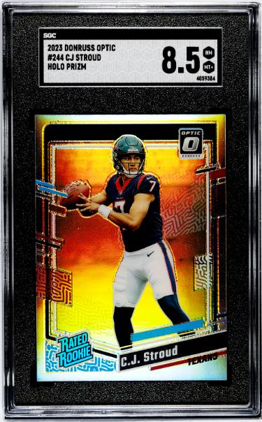 CJ/C.J. Stroud 2023 Donruss Optic Holo Prizm Rookie Card #244- SGC Graded 8.5 NM-MT+ (Houston Texans)-Powers Sports Memorabilia