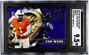 Cam Ward 2024 WC QB1 On The Clock Purple Gold Donut Circles Rookie Card 1/1 #OCW-PL-CW2- SGC Graded 9.5 Mint+ (Miami/Titans)-Powers Sports Memorabilia