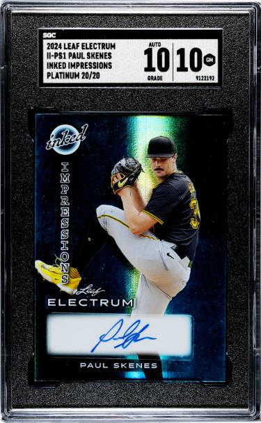 Paul Skenes Autographed 2024 Leaf Electrum Inked Impressions Platinum Rookie Auto Card 20/20 #II-PS1- SGC Graded 10/10 Auto (Pirates)-Powers Sports Memorabilia