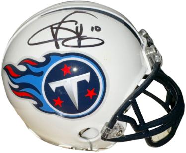 Vince Young Autographed Tennessee Titans Riddell NFL TB Mini Helmet #10- COA-Powers Sports Memorabilia