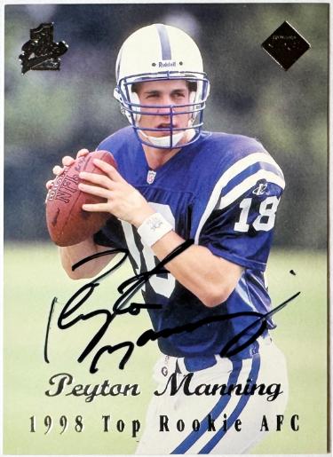 Peyton Manning Autographed 1998 Collector's Edge 1st Place Rookie Card #135- COA (Indianapolis Colts/HOF)-Powers Sports Memorabilia
