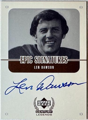Len Dawson Autographed 1999 Upper Deck Century Legends Epic Signatures On Card Auto #LD (Kansas City Chiefs)-Powers Sports Memorabilia