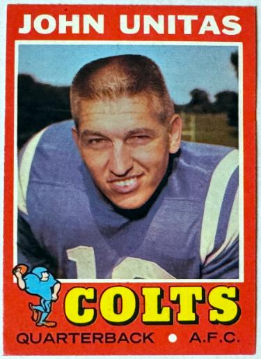 John Unitas 1971 Topps NFL Football Card #1 - (Baltimore Colts/HOF/Golden Arm)-Powers Sports Memorabilia