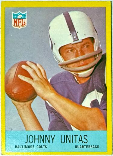 Johnny Unitas 1967 Philadelphia NFL Card # 23 (Baltimore Colts/HOF/Golden Arm)-Powers Sports Memorabilia
