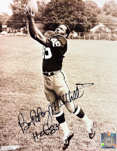 Bobby Mitchell Autographed Washington NFL Licensed 8x10 Photo w/ HOF 83 imperfect- COA-Powers Sports Memorabilia