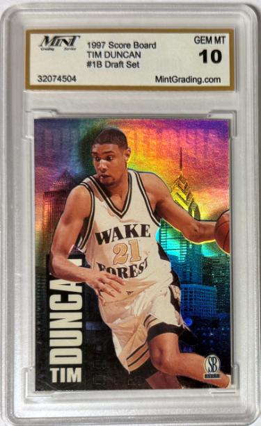 Tim Duncan 1997 Score Board Draft Set Rookie Card #1B- Mint Graded 10 Gem Mint (Wake Forest/San Antonio Spurs/HOF)-Powers Sports Memorabilia