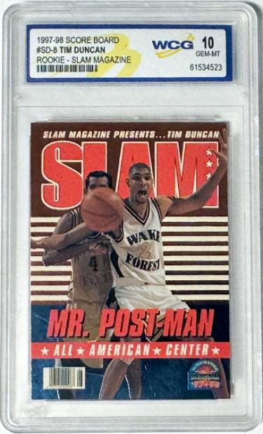 Tim Duncan 1997-98 Score Board Slam Magazine Rookie Card #SD8- WCG Graded 10 Gem Mint (Wake Forest/San Antonio Spurs/HOF)-Powers Sports Memorabilia