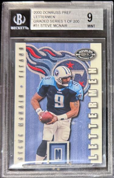Steve McNair 2000 Donruss Preferred Lettermen Card #51 /500- BGS Graded 9 Mint (Tennessee Titans)-Powers Sports Memorabilia