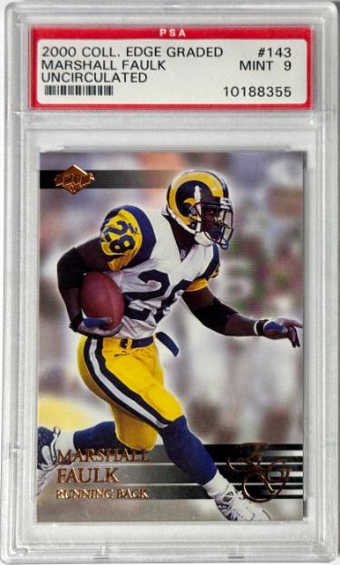 Marshall Faulk 2000 Collector's Edge Uncirculated #143 /5000 - PSA Graded 9 Mint (St. Louis Rams/HOF)-Powers Sports Memorabilia