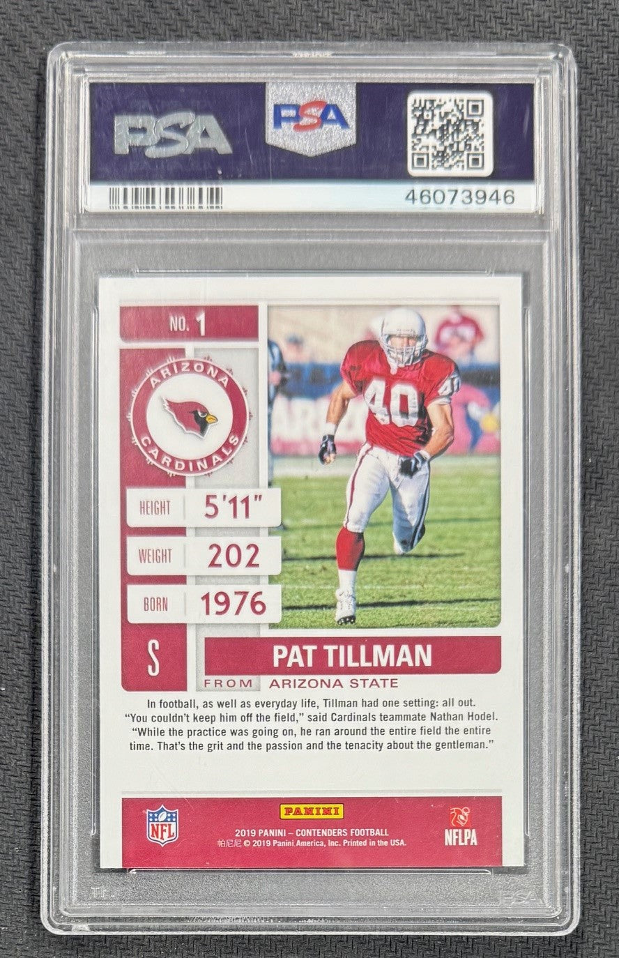 Pat Tillman 2019 Panini Contenders Football Card #1 Graded PSA 10 Cert # 46073946-Powers Sports Memorabilia
