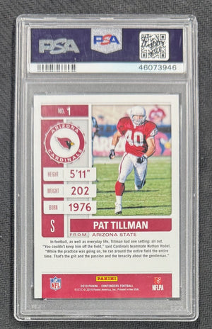 Pat Tillman 2019 Panini Contenders Football Card #1 Graded PSA 10 Cert # 46073946-Powers Sports Memorabilia