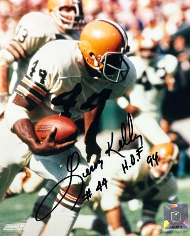 Leroy Kelly Autographed Cleveland Browns NFL 8x10 Photo #44/HOF 94 imperfect- COA-Powers Sports Memorabilia