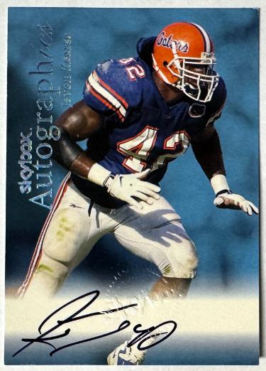 Jevon Kearse Autographed 1999 Skybox Autographics Rookie On Card Auto (Florida/Tennessee Titans)-Powers Sports Memorabilia