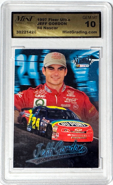 Jeff Gordon 1997 Fleer Ultra Shoney's NASCAR Card #4- Mint Grading 10 Gem Mint-Powers Sports Memorabilia