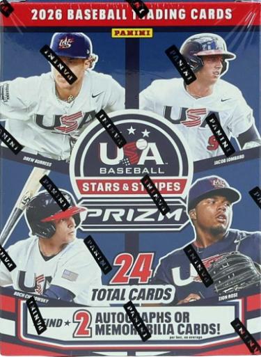 2026 Panini Prizm USA Stars & Stripes Baseball Blaster Box- 6 PK/4CPP/24CPB/New-Powers Sports Memorabilia