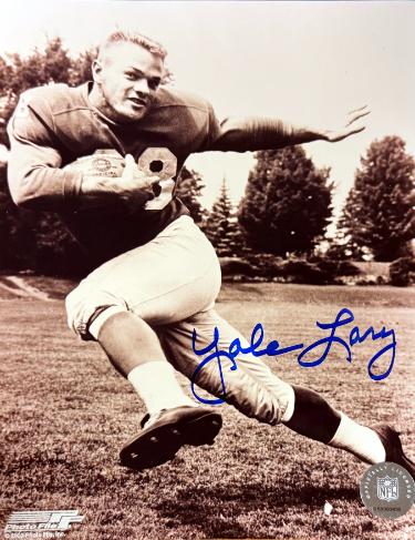 Yale Lary Autographed Detroit Lions Vintage Sepia NFL 8x10 Photo imperfect- COA-Powers Sports Memorabilia