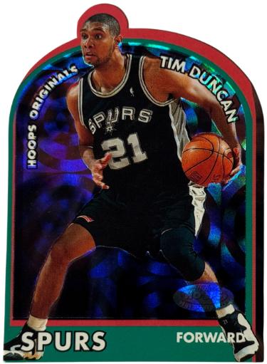 Tim Duncan 2000-01 Hoops Originals Hot Prospects Prizm Die-Cut Card #2H (San Antonio Spurs/HOF)-Powers Sports Memorabilia