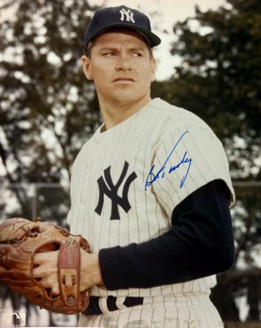 Bob Turley Autographed New York Yankees MLB 8x10 Photo imperfect- COA (1958 CY/WS MVP)-Powers Sports Memorabilia