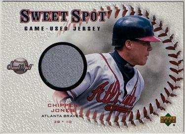 Chipper Jones 2001 Upper Deck Sweet Spot Game Used Jersey Card #J-CJ -Braves/HOF-Powers Sports Memorabilia