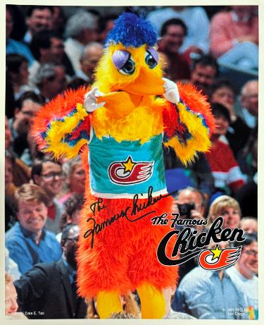 The Famous Chicken Autographed 1991 San Diego Padres 8x10 Photo imperfect - COA-Powers Sports Memorabilia