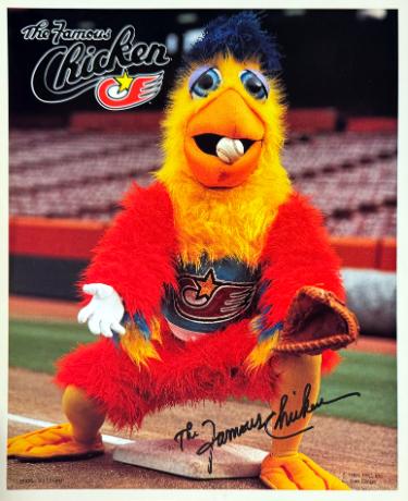 The Famous Chicken Autographed 1991 San Diego Padres 8x10 Photo imperfect - COA - CTBL_046209-Powers Sports Memorabilia