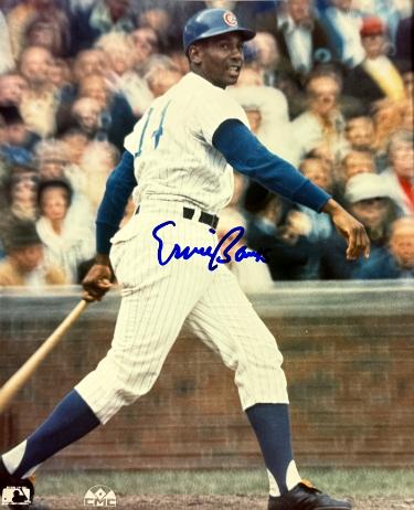 Ernie Banks Autographed Chicago Cubs MLB Licensed 8x10 Photo minor dings - COA/Mr Cub-Powers Sports Memorabilia