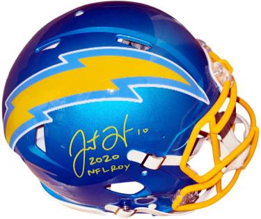 Justin Herbert Autographed Los Angeles Chargers Riddell Full Size Speed Authentic Flash Helmet #10 2020 NFL ROY- Fanatics/Beckett-Powers Sports Memorabilia